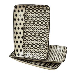 PLATES CAKE BLACK AND WHITE SET OF 4 